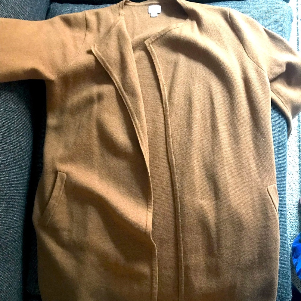 Never worn cognac Jcrew Factory sweater-jacket